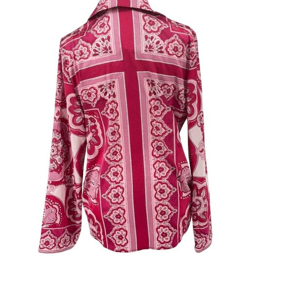 Cupcakes and Cashmere Blouse Gorgeous Pink Paisley Sz XS EUC preppy chic top - Picture 3 of 10